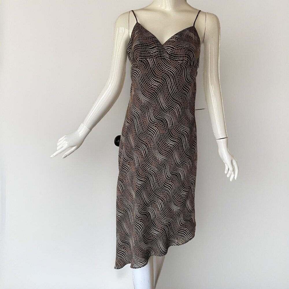 Vintage 90's Y2K Brown Whimsigoth Fairy Grunge Asymmetrical Hem Slip Dress Sz 4